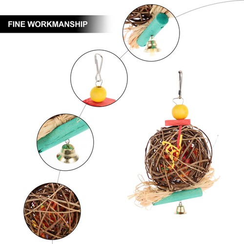 4 Pieces Balle De Vigne Jouet Perroquet Suspendu Parrot Jouets mode D'oiseaux
