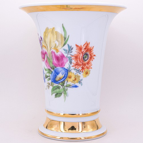 19,4 cm - Große Vintage Meissen 1. Wahl Trichtervase 541 Blumenbouquet - Bild 6 von 11