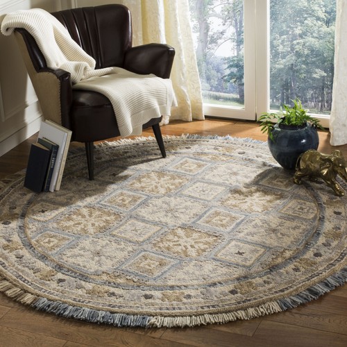 SAFAVIEH Blossom BLM421A Handmade Beige / Light Blue Rug - Picture 2 of 15
