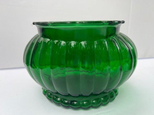 2 Vintage bowl vase A.L.R. Co. R-18 EO Brody Ribbed Emerald Green Planter - Bild 6 von 9