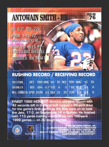 2000 TOPPS FINEST FOOTBALL BASE & INSERTS / SEE DROP DOWN MENU 4 CARD U  RECEIVE - Picture 122 of 328