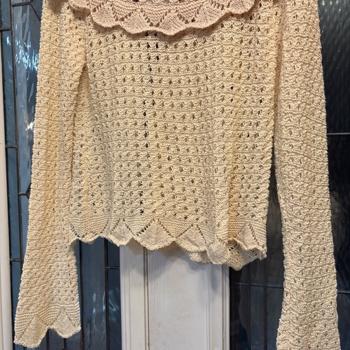 BKE Women's Sweater Open Knit  Ivory Long Sleeves Sz XL Cottage Core - Picture 3 of 17