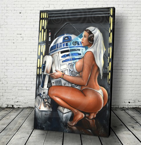 JEREMY WORST Art r2d2 Princess leia Poster Sexy Star Wars May the 4th be with yo - Picture 1 of 19