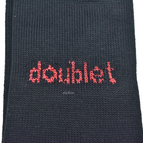 NWT $75 Doublet Black Pop Up Heart Logo Knit Crew Socks Men's DS FW22 AUTHENTIC - Picture 5 of 7
