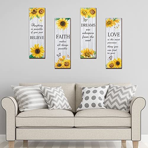 4 Pcs Sunflower Wall Decor Inspirational Kitchen Decors White - Picture 7 of 7