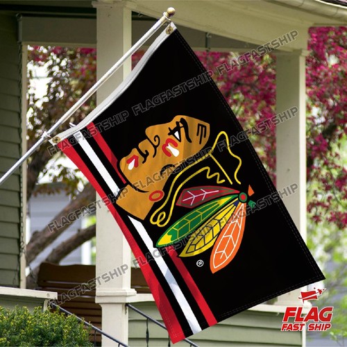 Chicago Blackhawks 3x5 FT Flag Man Cave New NHL w Grommets FREE Shipping - Picture 11 of 16