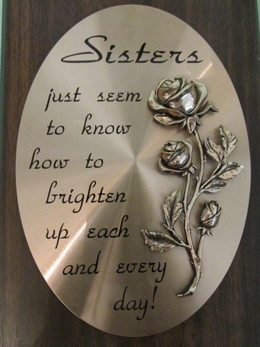 Vintage A&F Canada "Sisters Seem to Brighten Each Day" Wood & Copper Plaque Sign - Picture 2 of 2