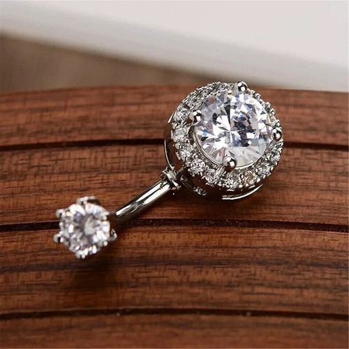 1Ct Round Cut Lab-Created Diamond Women Belly Button Ring 14K Yellow Gold Finish - Picture 5 of 7