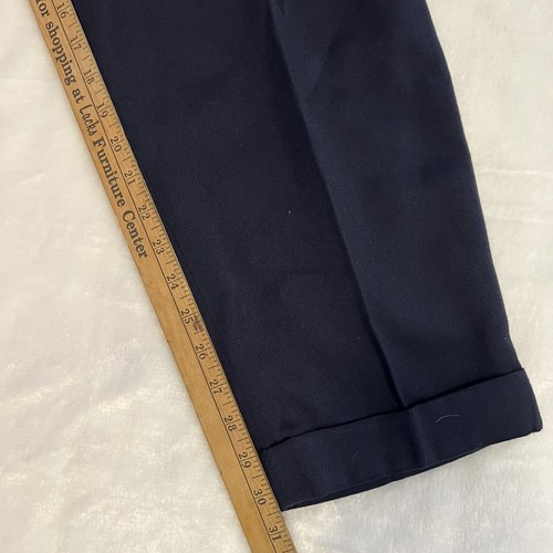 Vintage 90s Liz Sport Poly Rayon Hi Rise Pleated Cuffed Navy Pants Sz 14 EVC - Picture 7 of 7