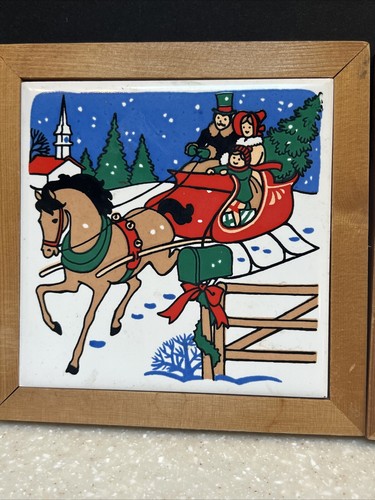 Jasco  2 Christmas  Tile Wall Hanging Coaster Trivet Home Kitchen - Picture 2 of 4