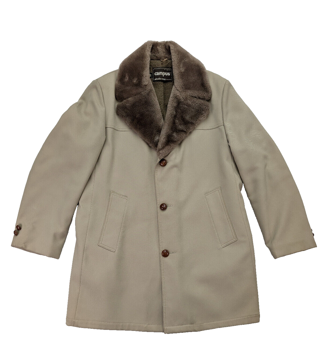 Vintage 60s 70s Men's Winter Coat Campus Studio One Faux Fur