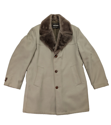 Vintage 60s 70s Men's Winter Coat Campus Studio One Faux Fur