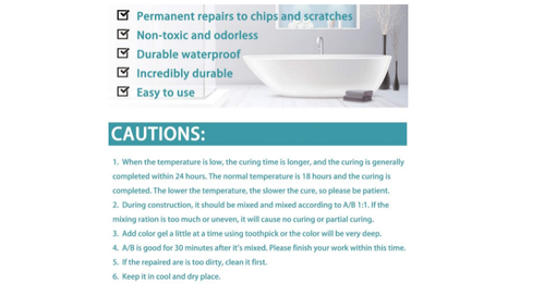Shower Tub Tile Repair Kit Porcelain Bathroom Fix Tubs Ceramic Toilet Fiberglass - Picture 3 of 8