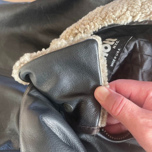 Schott Military Jacket Half Leather Black Coat Size 40 Men's Used from Japan - Picture 17 of 20