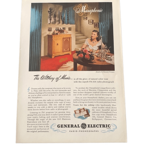 Anuncio de colección General Electric GE Musaphonic 1947 - Imagen 4 de 4