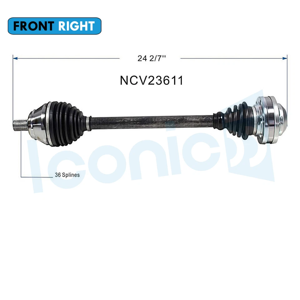 Conjunto de eje CV delantero derecho para Audi TT Quattro 2003-2006 1,8 L L4 AWD NCV23611 Foto 2 de 4