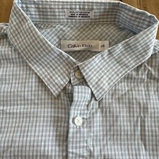 Calvin Klein Long Sleeve Dress Shirt Mens Large 100 Cotton Check Plaid