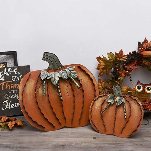 Metal Fall Pumpkin Decor, Decoration for Autumn Harvest Thanksgiving Halloween  - Bild 5 von 37