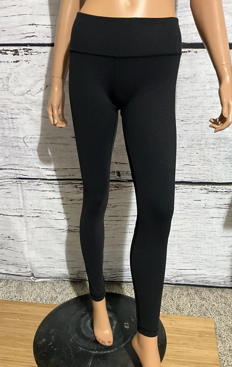 WOMENS LULULEMON WUNDER UNDER PANT LEGGING BLACK SHIMMER ~ SIZE 10