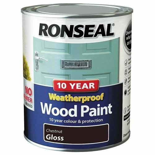 Ronseal 10 Year Weatherproof Wood Paint 750ml - Satin Gloss Finish 2in1 - Picture 7 of 18