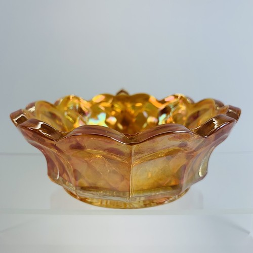 Imperial Marigold Heavy Grape Carnival Glass Handled Nappy Dish Bowl Fluted. - Picture 11 of 15