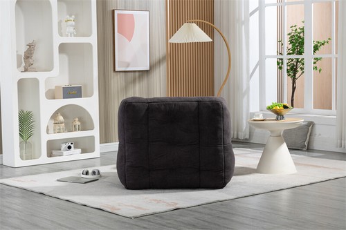 Modern Fluffy Bean Bag Chair Soft Lazy Sofa Chair w/ Memory Foam& Ottoman Black - Picture 5 of 22