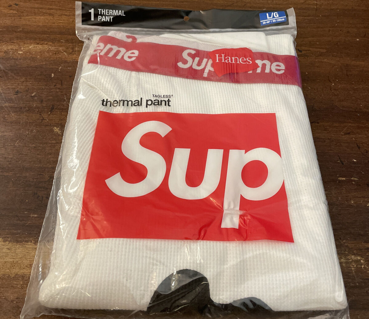SUPREME/ HANES/ BONES THERMAL PANT 1 PACK WHITE SIZE MEDIUM SUPREME/ HANES/ BONES THERMAL PANT 1 PACK WHITE SIZE MEDIUM