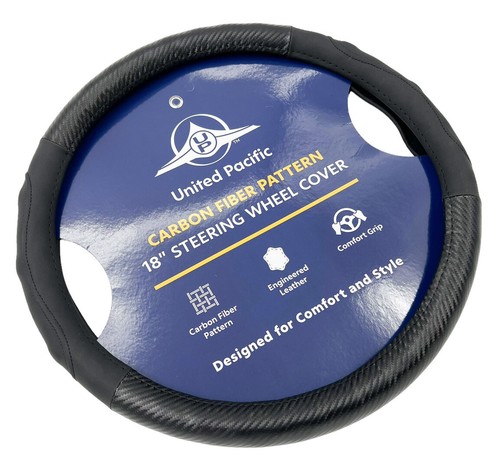 Black Carbon Fiber Style 18" Steering Wheel Cover For Peterbilt Kenworth - Picture 2 of 6