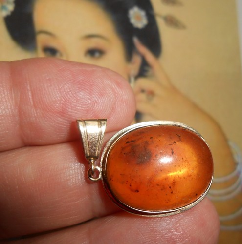 Schöner antiker Art Deco Anhänger 14 Karat Gelbgold Ostseebernstein - Bild 8 von 8