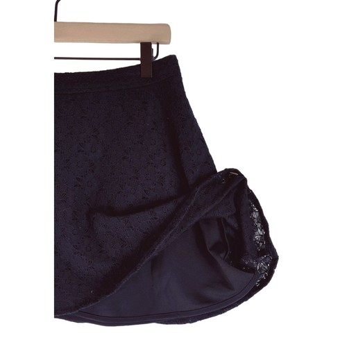 L'Amour Black Skater Mini Skirt Floral Eyelet Lace Shell Sexy Size L All Seasons - Picture 3 of 7