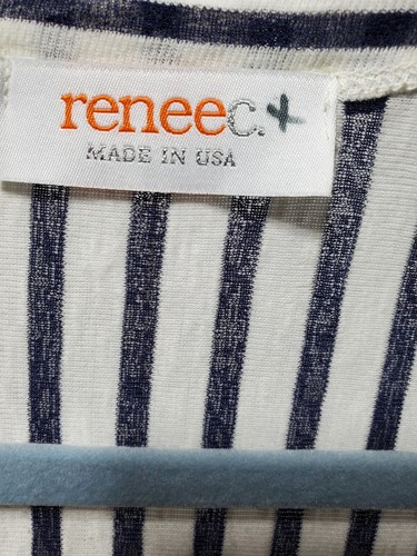 RENEE C Cardigan Open Front Womens Sz M Medium Navy Blue White Striped 2928JKB - Picture 8 of 9