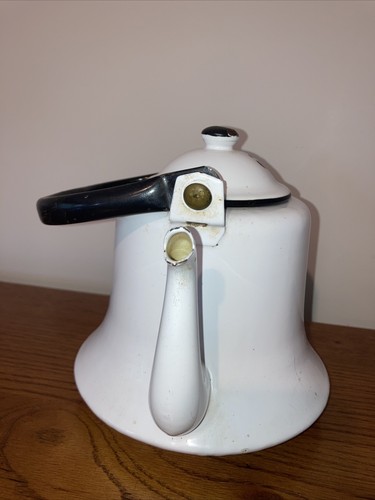 Vintage Black and white enamelware ￼Classic Tea Kettle (Rare) See All Pictures!! - Picture 3 of 12
