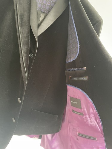 Marks & Spencer’s Mens Black Velvet Tux Jacket & Waistcoat 38-42 Chest Medium - Picture 3 of 20