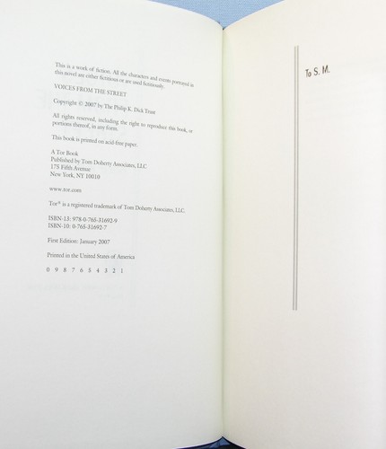 Dick, Philip K. - Voices from the Street HCDJ  1st Edition 2007 Very Fine+ - Picture 3 of 3