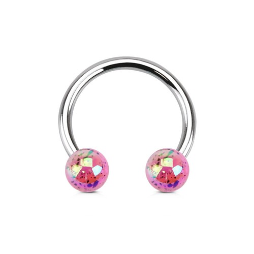 Pair of Acrylic Ball Horseshoe Circular Barbells Ring Septum Tragus Lip Piercing - Picture 7 of 8
