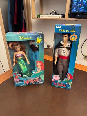 Disney Little Mermaid Eric the Sailor & Ariel Dolls Set of 2 NIB Excellent