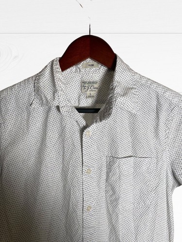 J. Crew Re-Imagined Slim Fit Stretch Short-Sleeve Shirt White Button DownMen's L - Picture 8 of 16