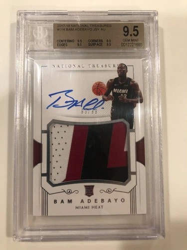 BAM ADEBAYO 2017-18 NATIONAL TREASURES ROOKIE AUTO PATCH /99 BGS 9.5 x 4