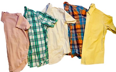 VINTAGE 70s 80s LOT Mens Size L Plaid Shirts Button Down Sun River Arrow Dover