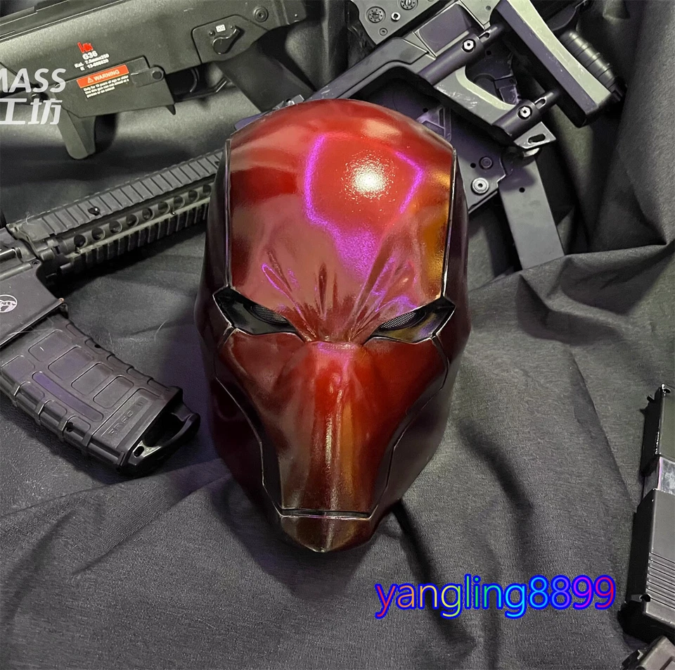 Red Hood Red Helmet 3D Print w/ Led Eyes Pale Rider Cosplay Mask Halloween Prop - Image 3 of 4