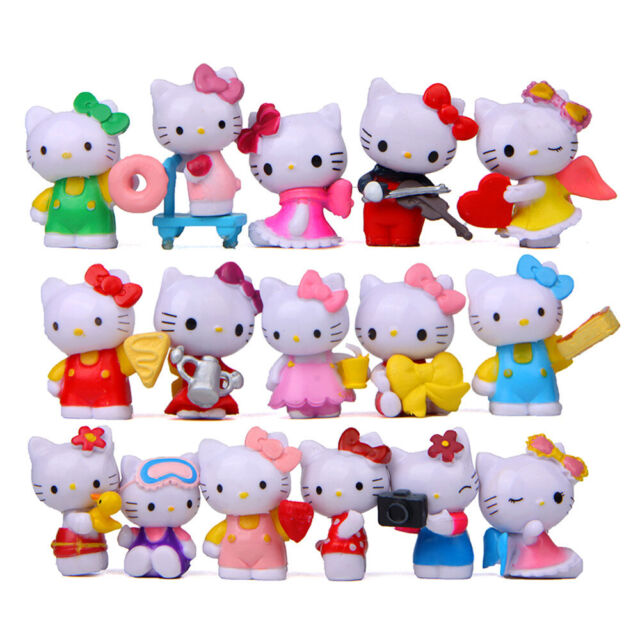 16pcs Set Hello Kitty Figure Toy Kids Cake Toppers Mini Size Xmas Girl Gift