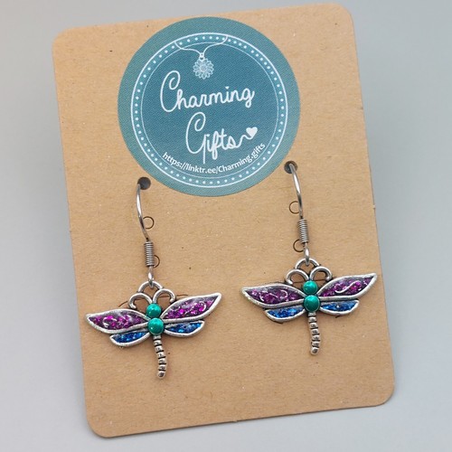 Dragonfly Necklace - Tibetan Silver Charm on Steel Chain Nature Gift - Picture 8 of 36