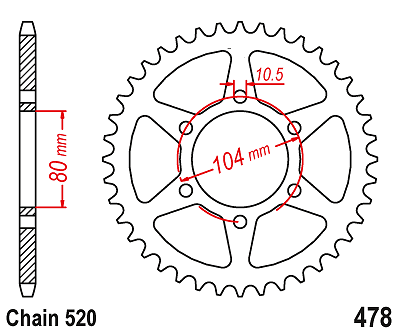 46T Steel Rear Sprocket For Kawasaki Z650 ER650( GHF,GJF,GKF KLF