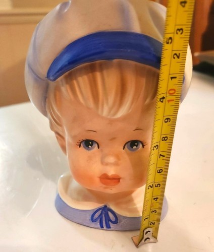 Relpo Little Boy Head Vase Blonde Sailor hat #2013 Baby Shower Decoration - Picture 3 of 9
