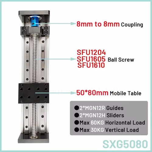 Tavolo scorrevole guida lineare quadrata doppia SFU 1204/1605/1610 corsa 100-1000 mm - Foto 4 di 22