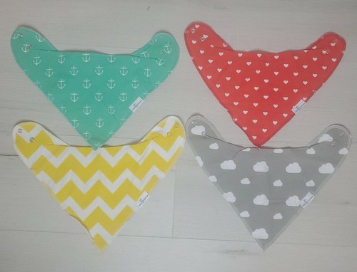 4er Pack Unisex Baby Bandana Sabber Lätzchen mit Druckknöpfen 100% weiche Bio Baumwolle - Bild 1 von 8