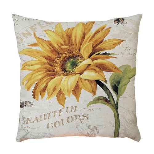 Cotton Linen Home Car Decorative Pillow Case Sofa Waist Cushion Cover Sunflower - Picture 49 of 60