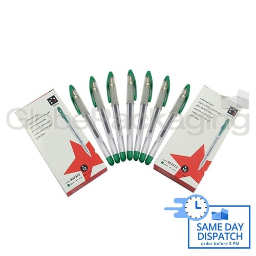 24 x QUALITY GREEN ROLLERGEL ROLLER GEL INK PENS FAST - Picture 1 of 6