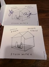 Stuck With U Autographed / Signed CD - Ariana Grande Justin Bieber Mint