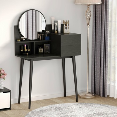 small vanity table with lighted mirror